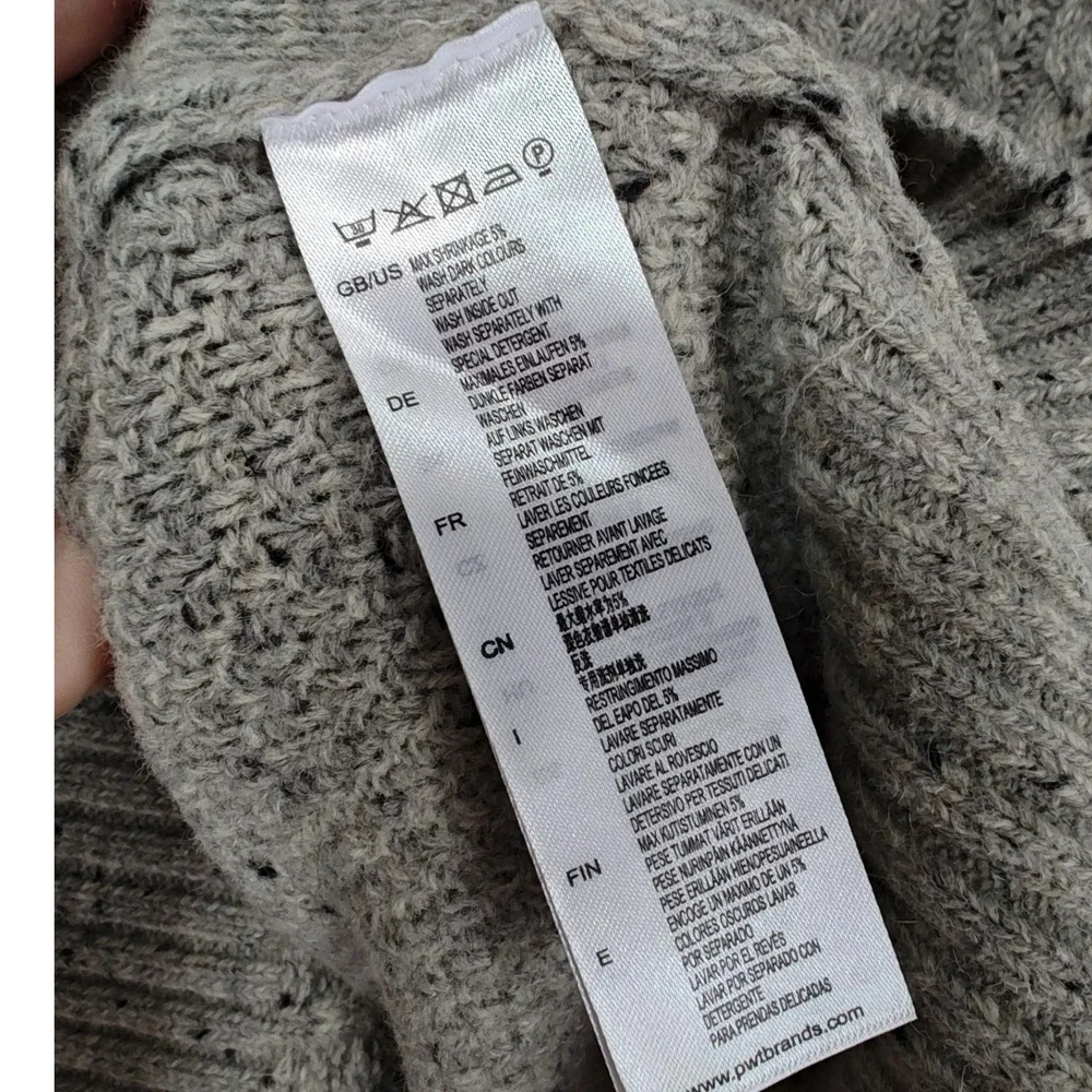 Lindbergh Sweater Shawl Collar Cable Knit Fisherman Style Pullover Gray‎ Wool XL
